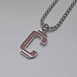 Stainless Steel Football Initial Letter Necklace