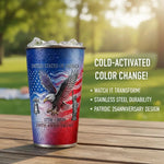 USA 250th Anniversary Color Changing Cup 1776-2026 Patriotic Stainless Steel Tumbler American Independence Day Gift Mug