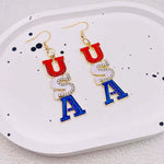 USA Red White & Blue Flag Charm Earrings