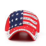 USA Flag Diamond Rivet Snapback Cap