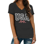 Women's America 1776 Flag Bow V-Neck T-Shirt