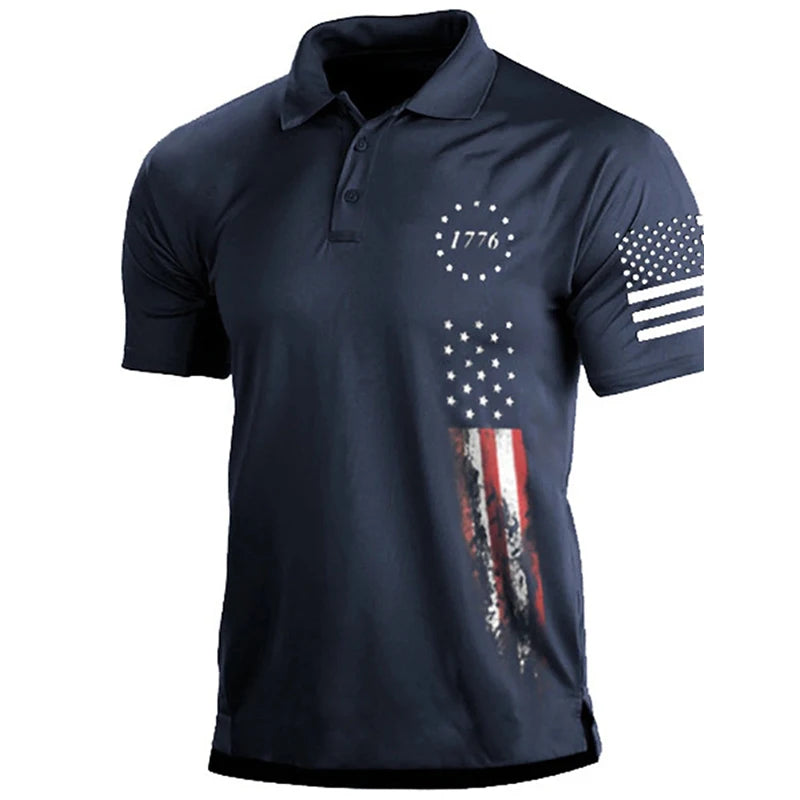 Men's Star Flag Golf Polo Shirt