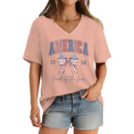 Women's America 1776 Flag Bow V-Neck T-Shirt