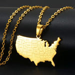 American Map With State Names Pendant Necklace