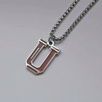 Stainless Steel Football Initial Letter Necklace