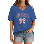 Women's America 1776 Flag Bow V-Neck T-Shirt
