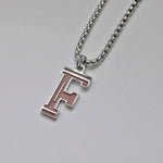 Stainless Steel Football Initial Letter Necklace