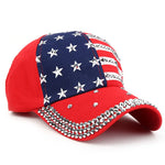 USA Flag Diamond Rivet Snapback Cap