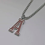Stainless Steel Football Initial Letter Necklace