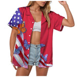 Women's American Flag Hawaiian Shirt