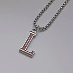 Stainless Steel Football Initial Letter Necklace