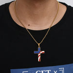 American Flag Cross Pendant Necklace