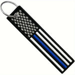 USA Flag Black Tag Keychain