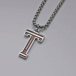Stainless Steel Football Initial Letter Necklace