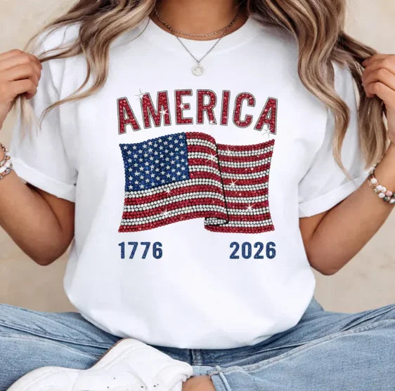 Women's America 250 Sparkle 1776-2026 Patriotic T-Shirt