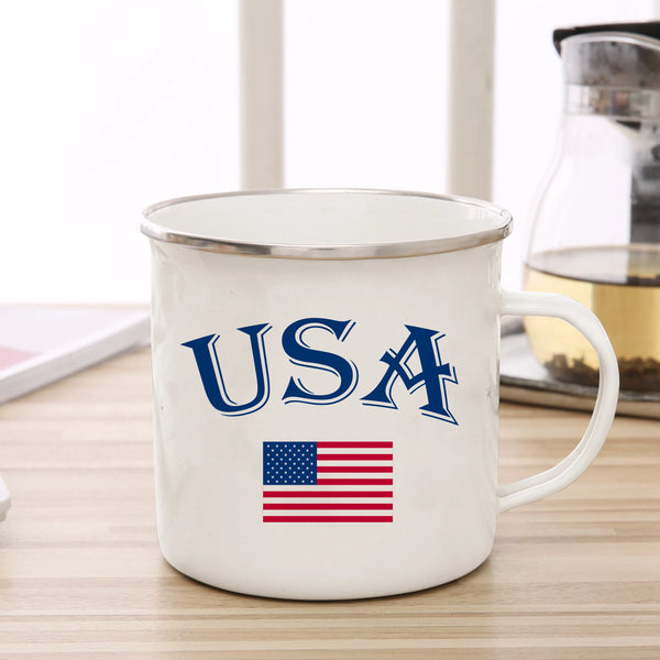 American Flag Enamel Camping Mug