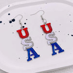 USA Red White & Blue Flag Charm Earrings
