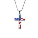 American Flag Cross Pendant Necklace