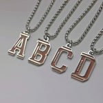 Stainless Steel Football Initial Letter Necklace