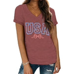 Women's America 1776 Flag Bow V-Neck T-Shirt
