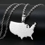 American Map With State Names Pendant Necklace
