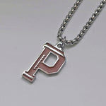 Stainless Steel Football Initial Letter Necklace