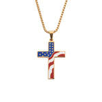American Flag Cross Pendant Necklace